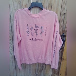 🍀Cold Crush wild flower pink sweater women medium top